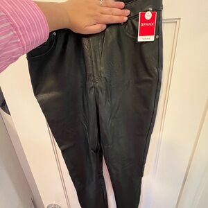 SPANX Black Faux-Leather High-Rise Leggings